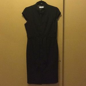 Black Calvin Klein Cap Sleeve button dress w/belt